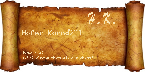 Hofer Kornél névjegykártya
